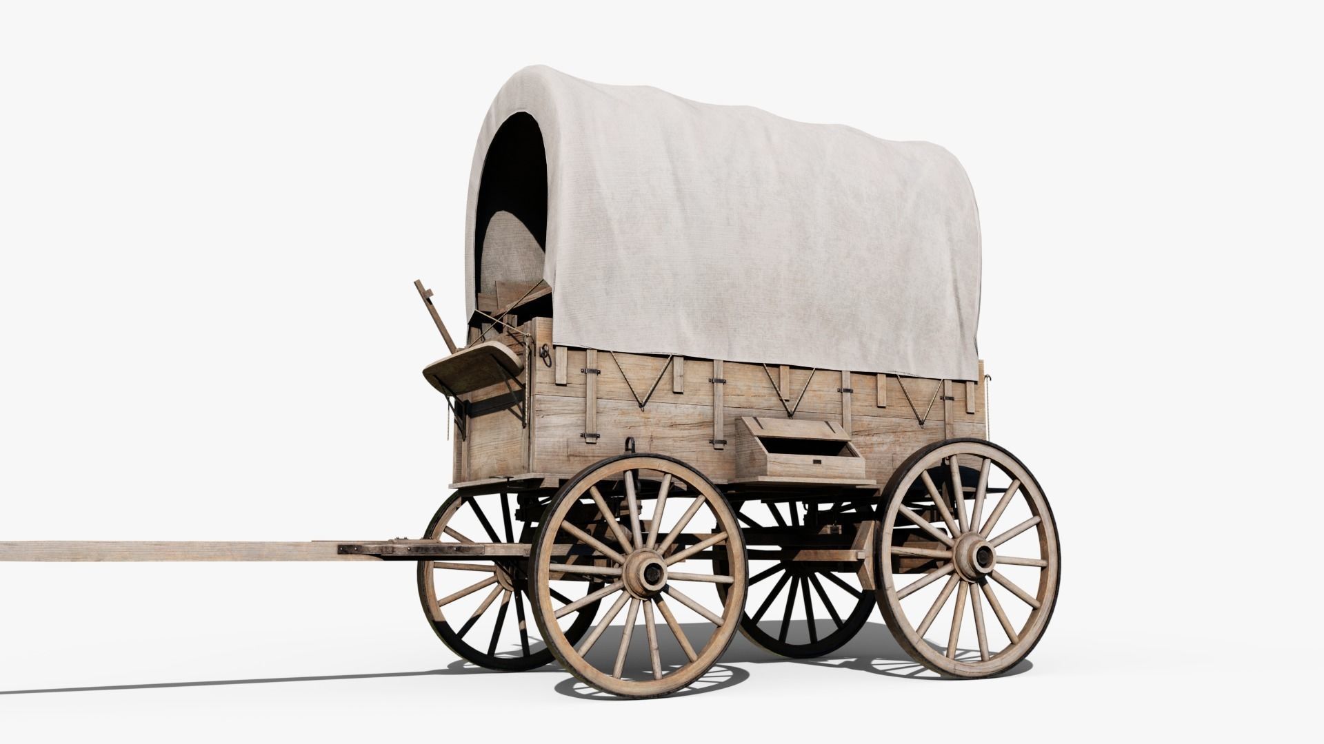Western Covered Wagon Low-poly 3D model_4
