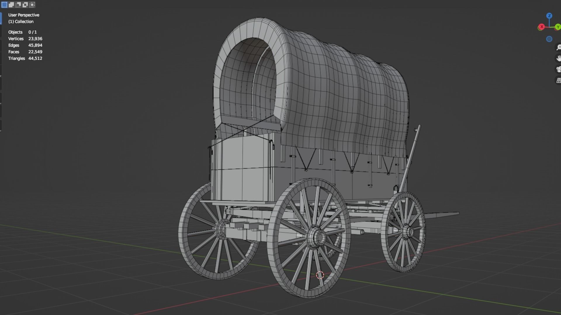 Western Covered Wagon Low-poly 3D model_13