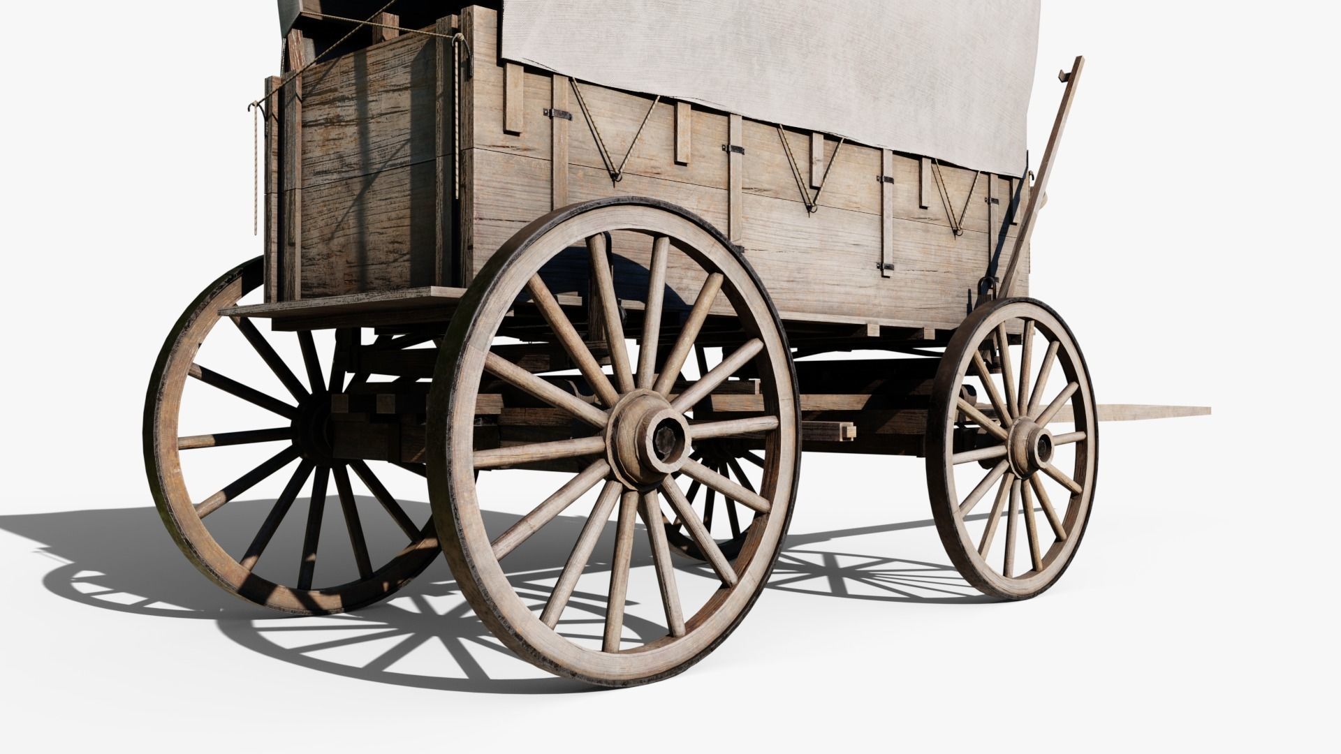 Western Covered Wagon Low-poly 3D model_8