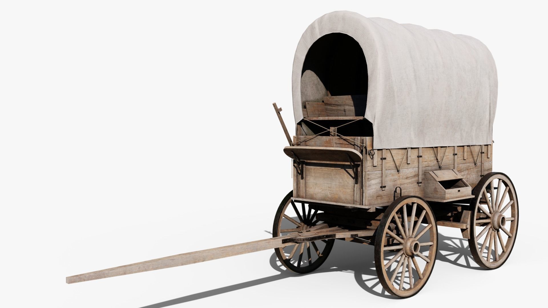 Western Covered Wagon Low-poly 3D model_3