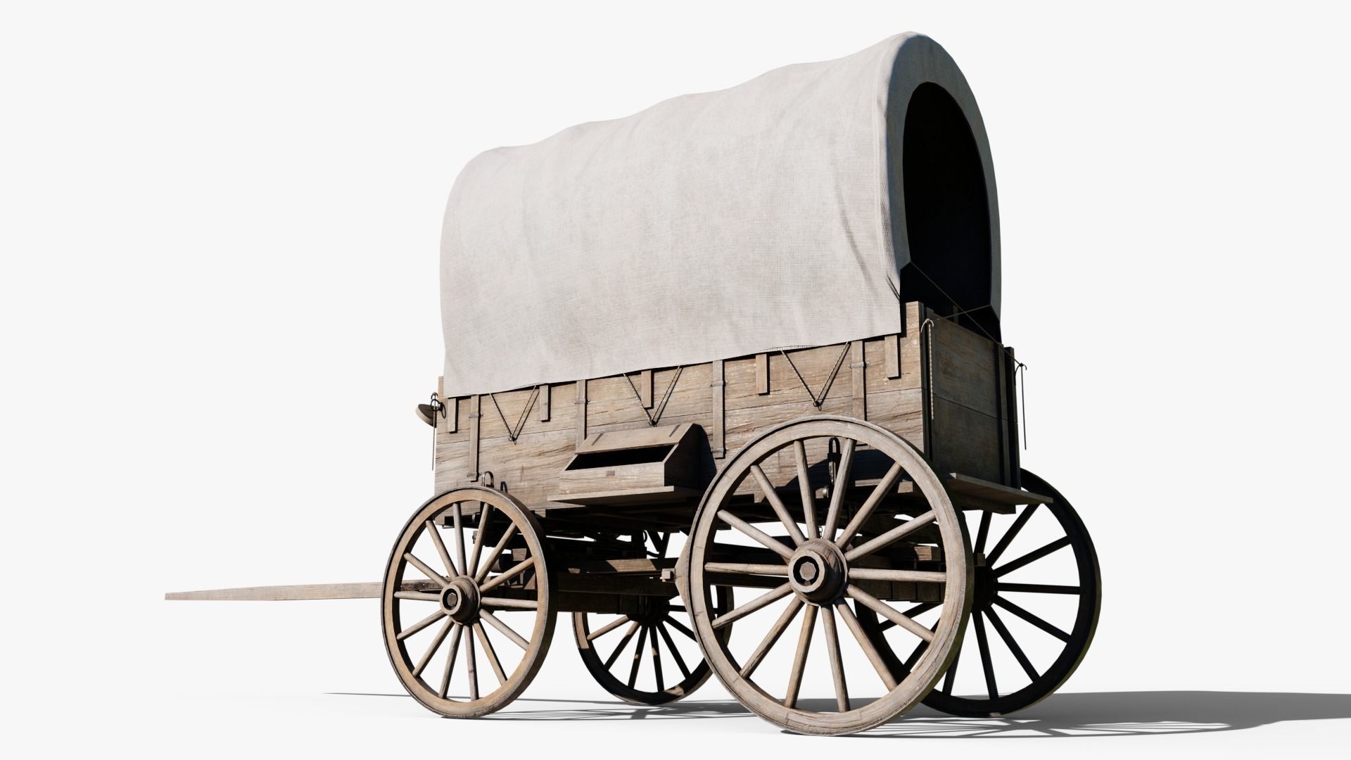 Western Covered Wagon Low-poly 3D model_6