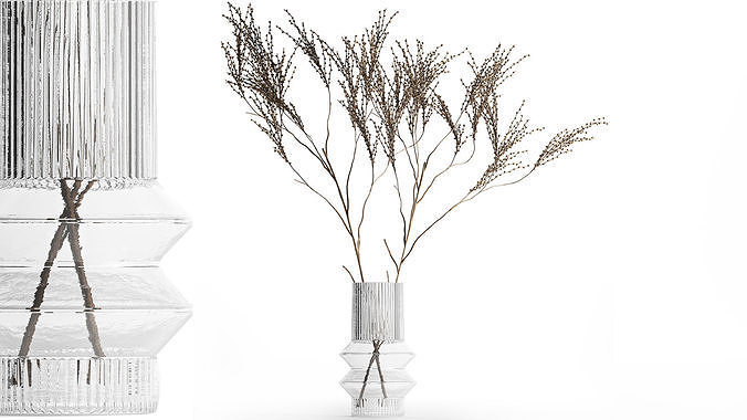 Minimalistic Bouquet Of Dry Branches In A Vase 315 3D model
