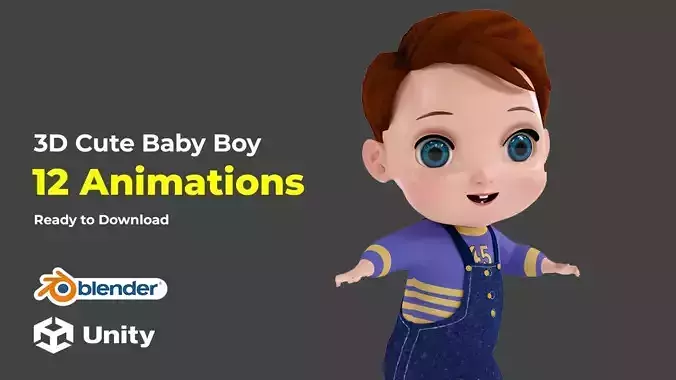 Cartoon Boy Full Rigged and Animated in Blender with Unity 
