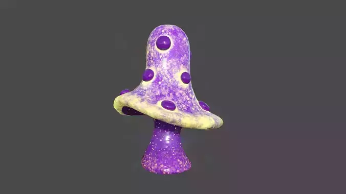 Fantasy Mushroom B08 Purple Yellow - Scene Backdrop Design Low-poly 3D model