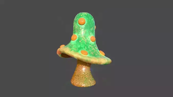 Fantasy Mushroom B09 Green Orange - Scene Backdrop Design Low-poly 3D model