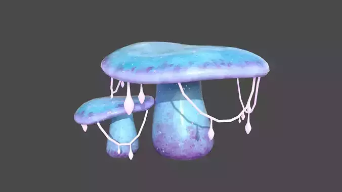 Fantasy Mushroom C01 Purple Blue - Scene Backdrop Design Low-poly 3D model