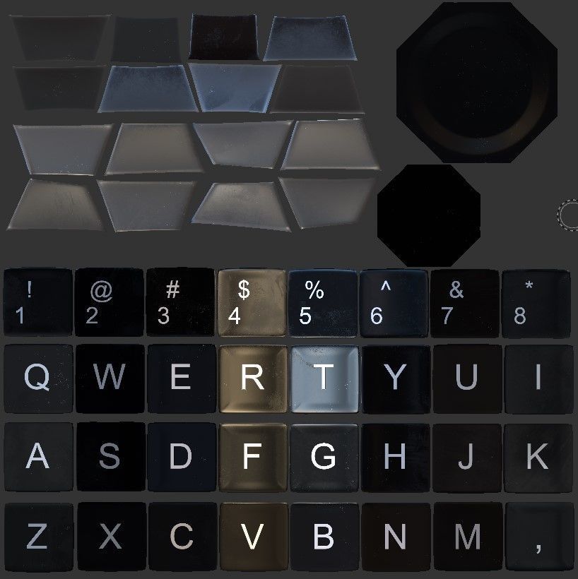 Grenade Mk 2 Fuse with Keyboard Buttons Low-poly 3D model_9