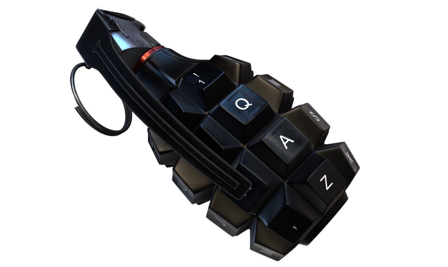 Grenade Mk 2 Fuse with Keyboard Buttons Low-poly 3D model_5