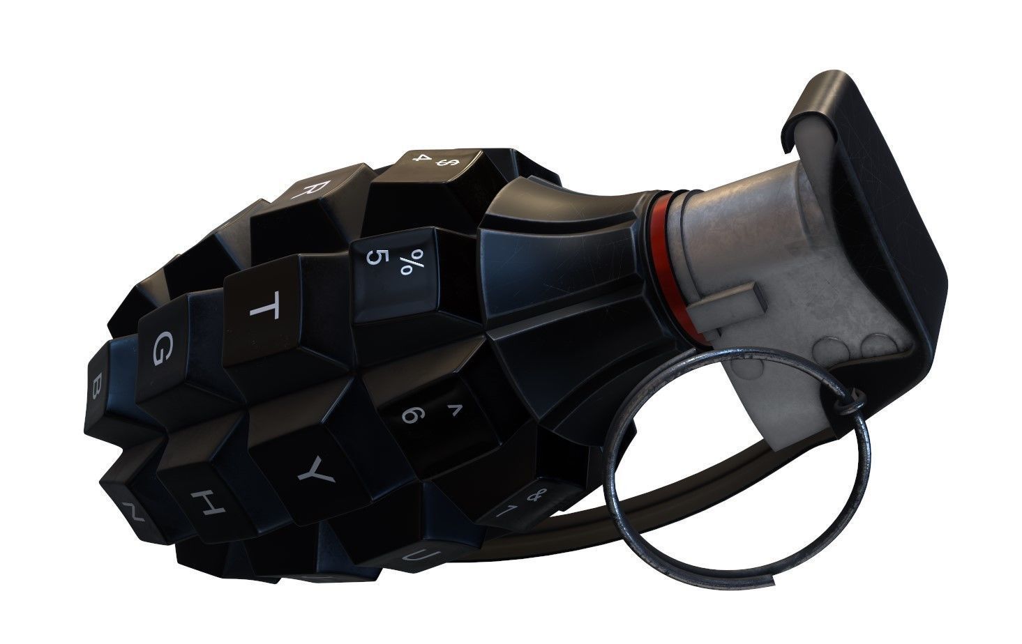 Grenade Mk 2 Fuse with Keyboard Buttons Low-poly 3D model_6