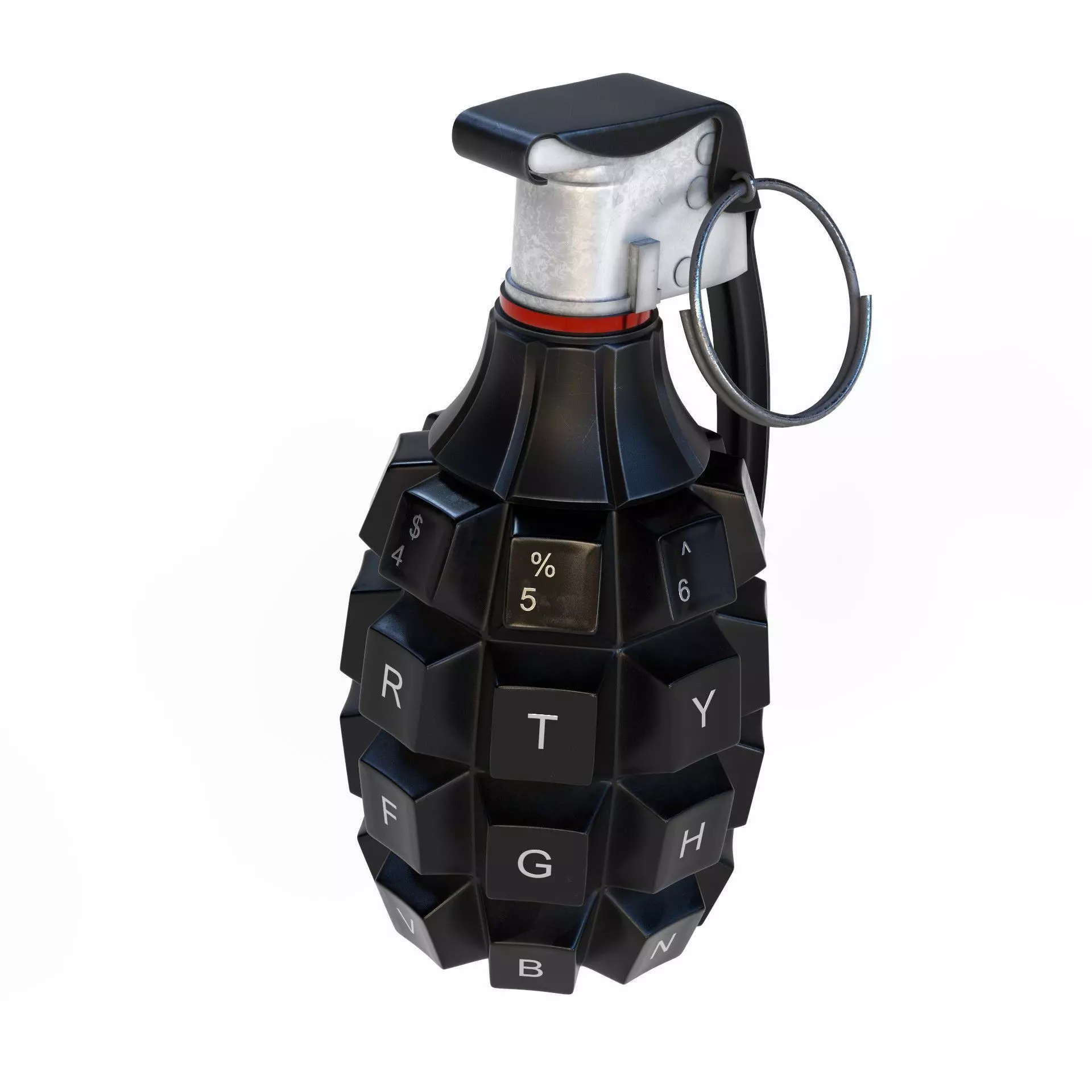Grenade Mk 2 Fuse with Keyboard Buttons Low-poly 3D model_0