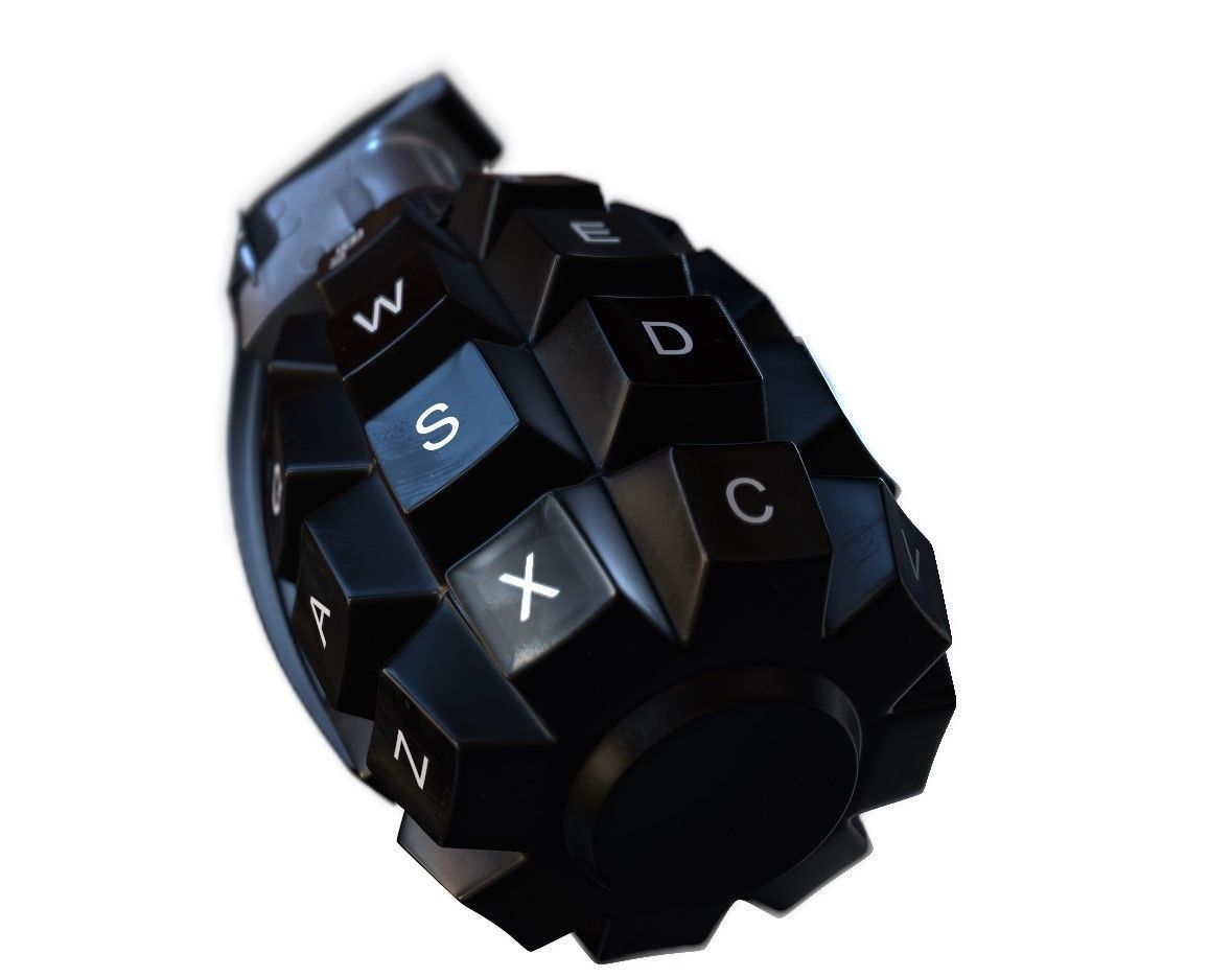 Grenade Mk 2 Fuse with Keyboard Buttons Low-poly 3D model_4