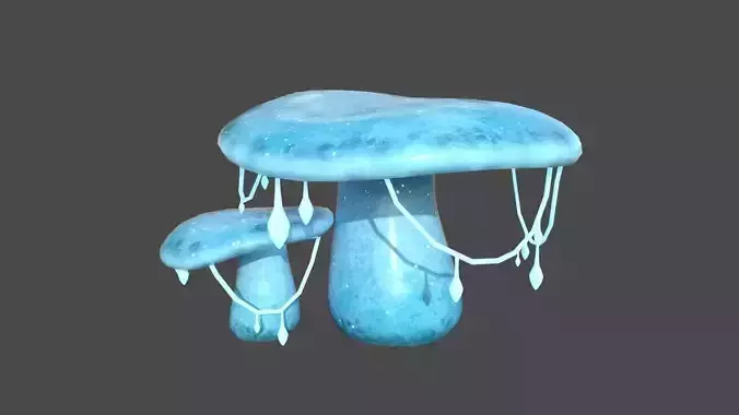 Fantasy Mushroom C02 Blue - Scene Backdrop Design Low-poly 3D model