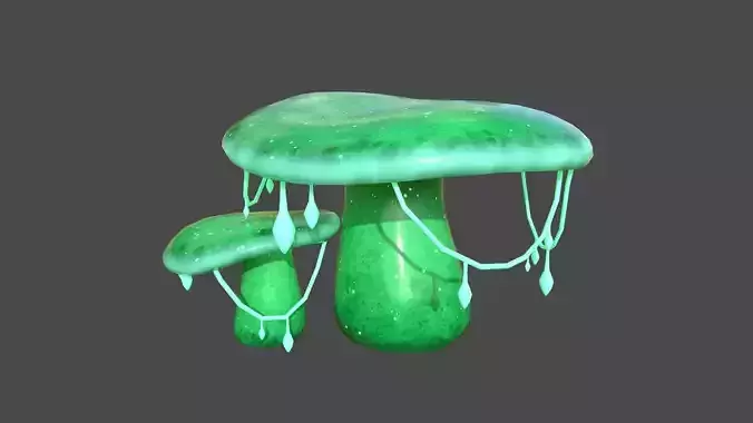 Fantasy Mushroom C04 Green - Scene Backdrop Design Low-poly 3D model