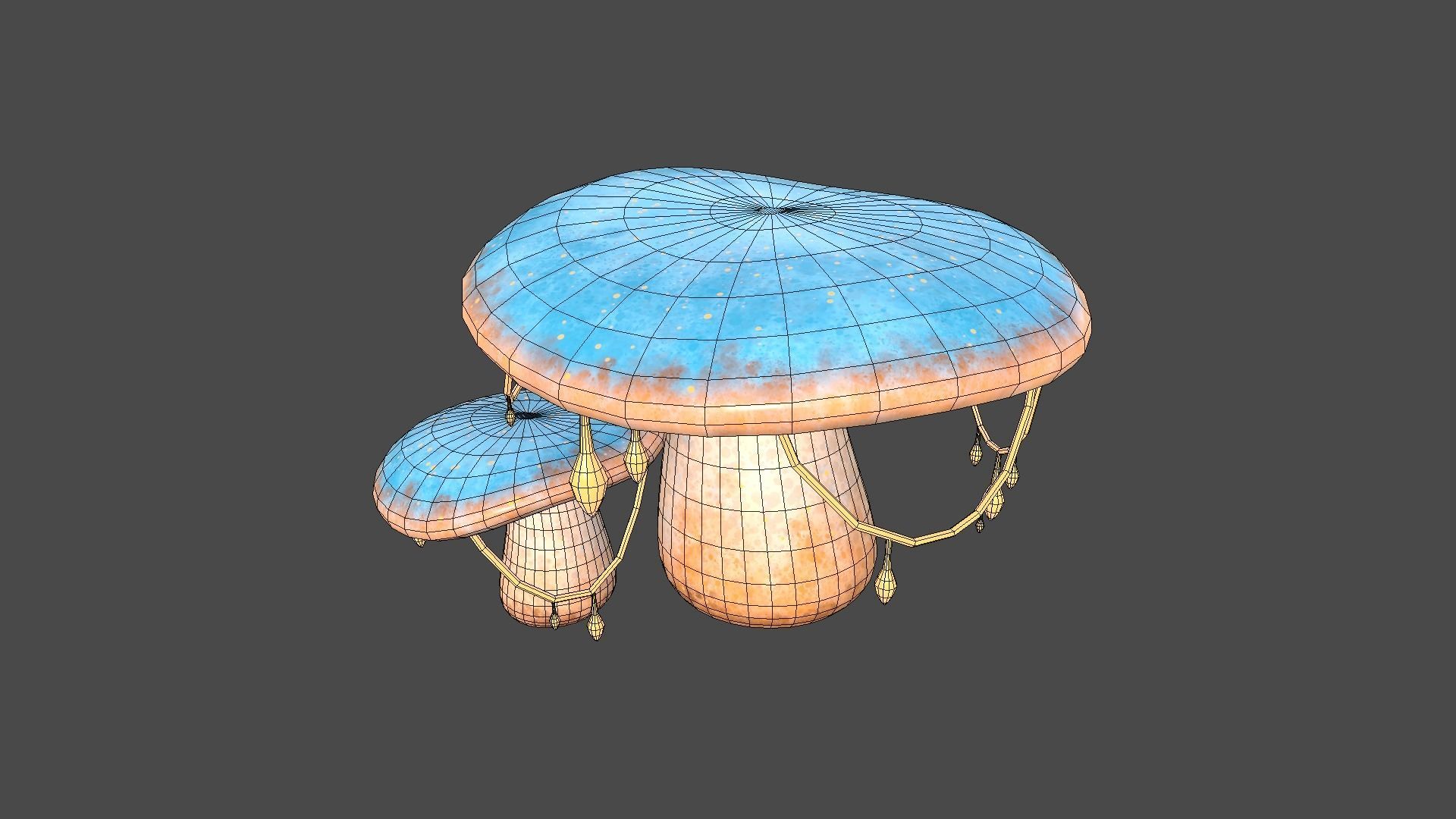 Fantasy Mushroom C05 Blue Orange - Scene Backdrop Design Low-poly 3D model_6