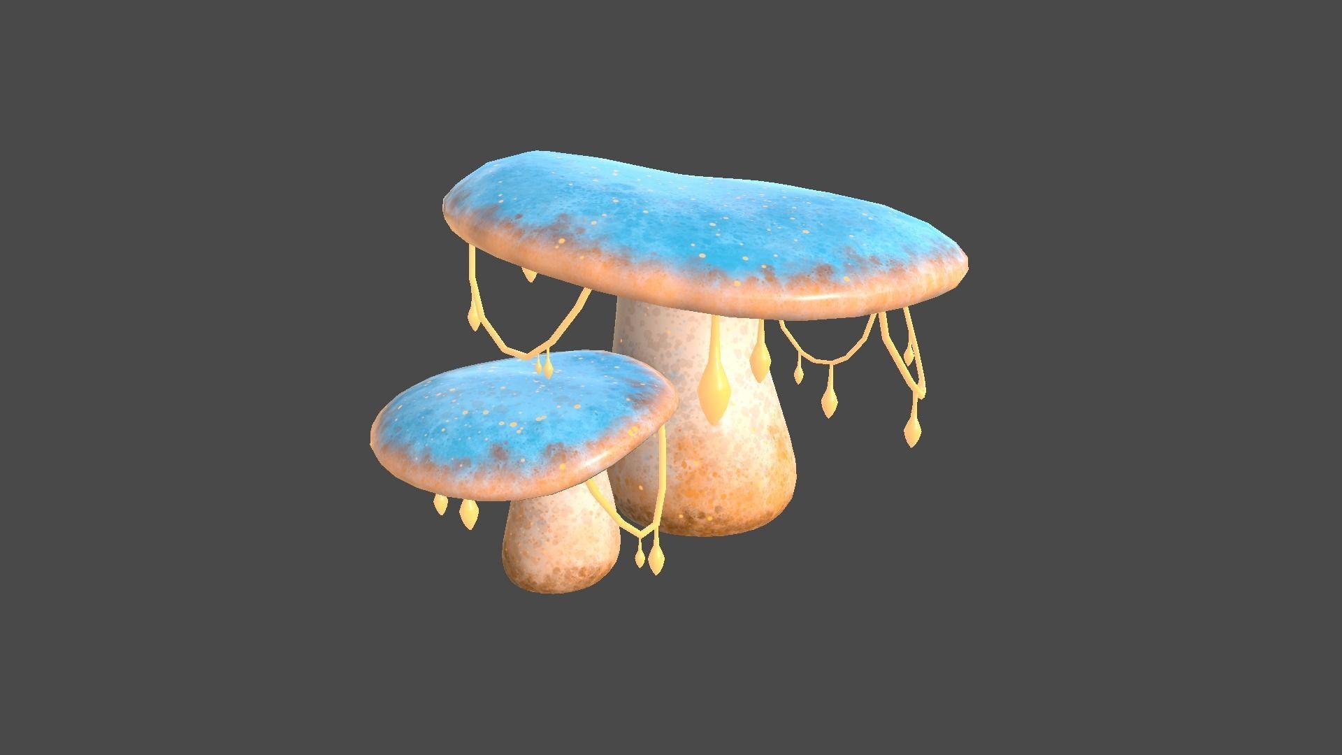 Fantasy Mushroom C05 Blue Orange - Scene Backdrop Design Low-poly 3D model_2