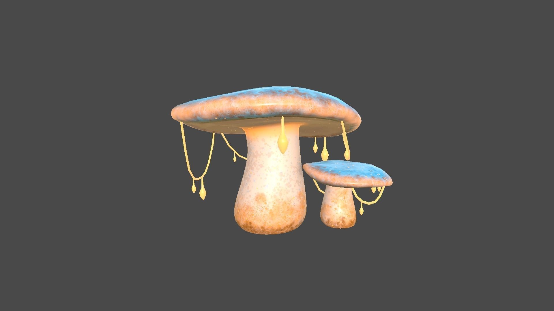 Fantasy Mushroom C05 Blue Orange - Scene Backdrop Design Low-poly 3D model_3