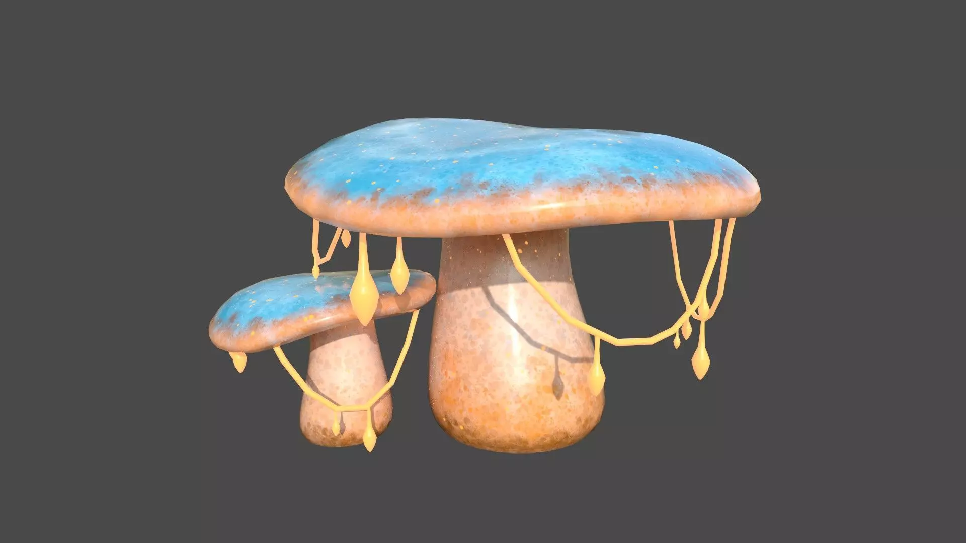Fantasy Mushroom C05 Blue Orange - Scene Backdrop Design Low-poly 3D model_0