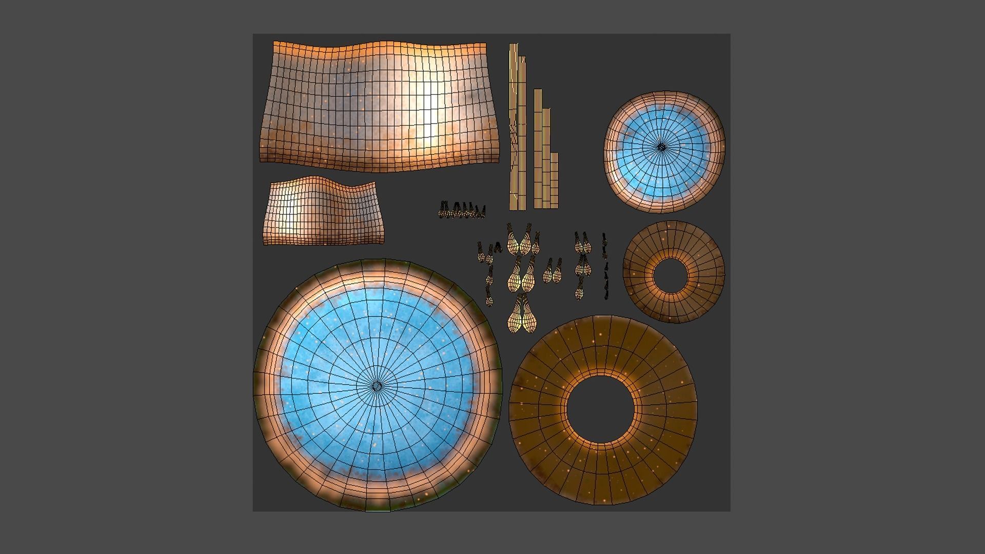 Fantasy Mushroom C05 Blue Orange - Scene Backdrop Design Low-poly 3D model_5