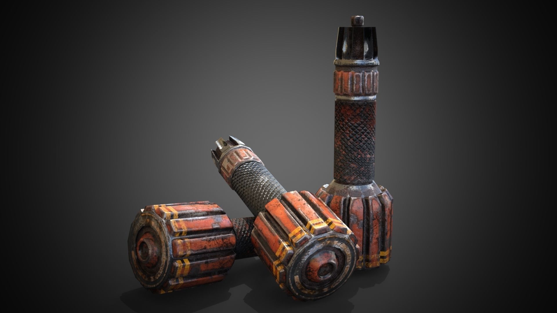 Sci-fi post-apocalyptic grenade Low-poly 3D model_8