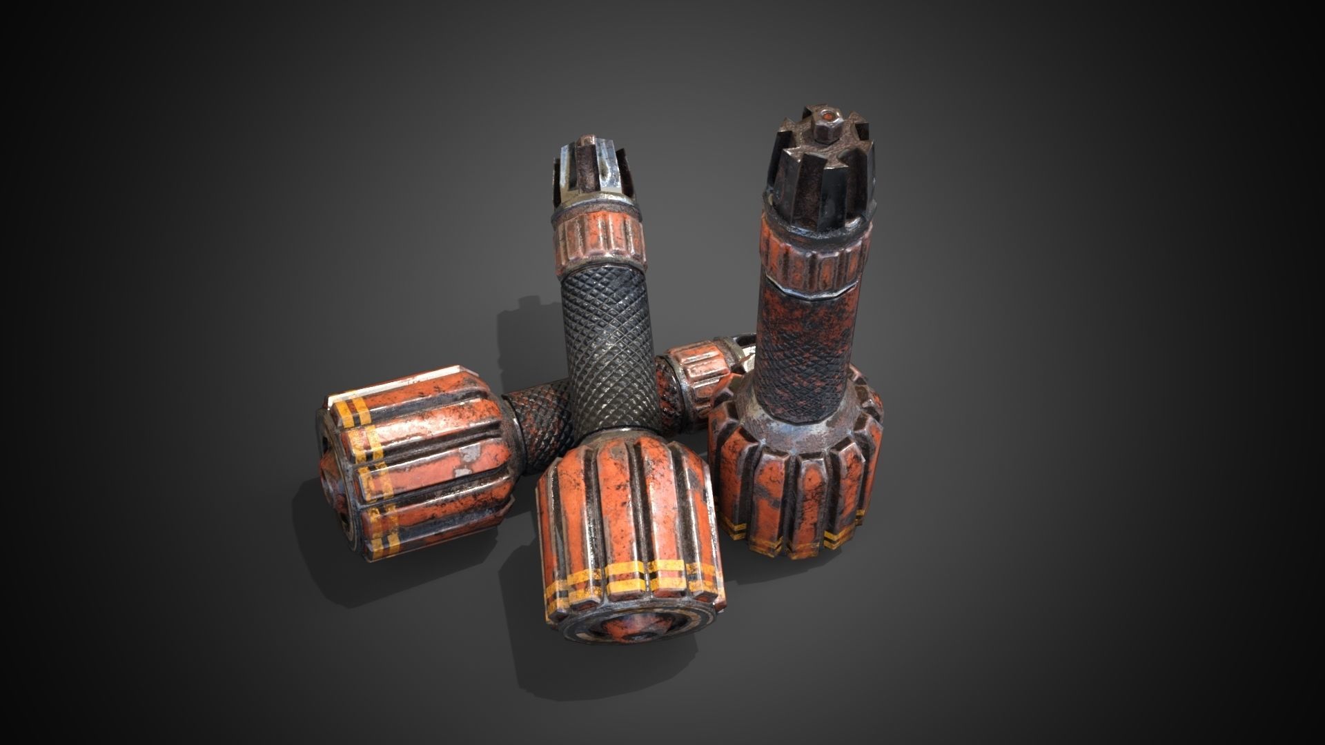 Sci-fi post-apocalyptic grenade Low-poly 3D model_5