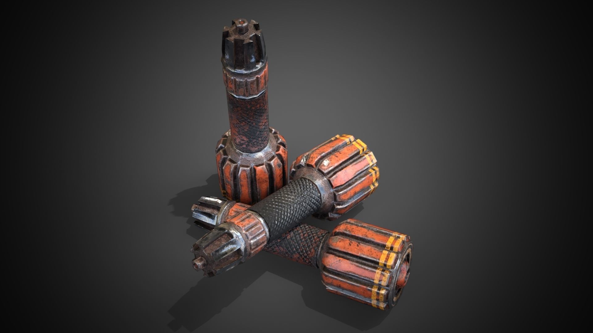 Sci-fi post-apocalyptic grenade Low-poly 3D model_4