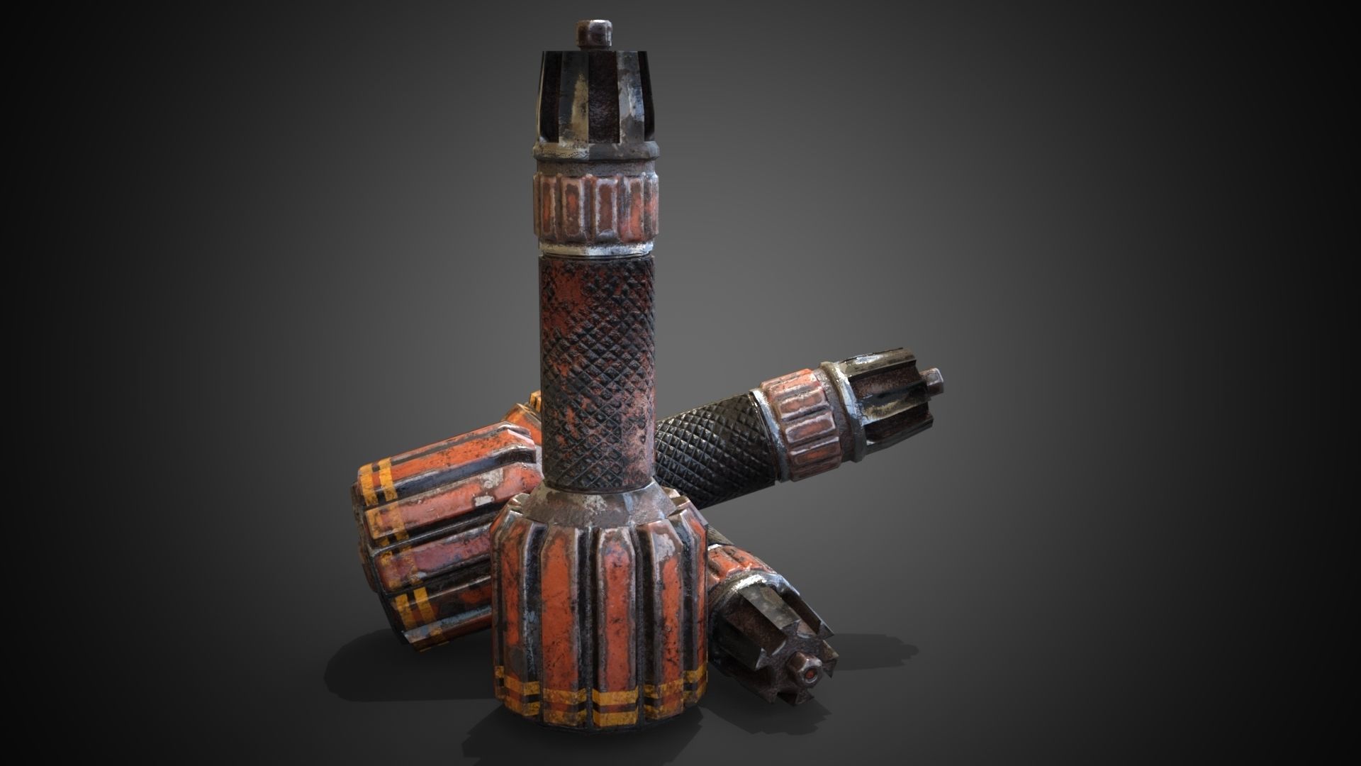 Sci-fi post-apocalyptic grenade Low-poly 3D model_9
