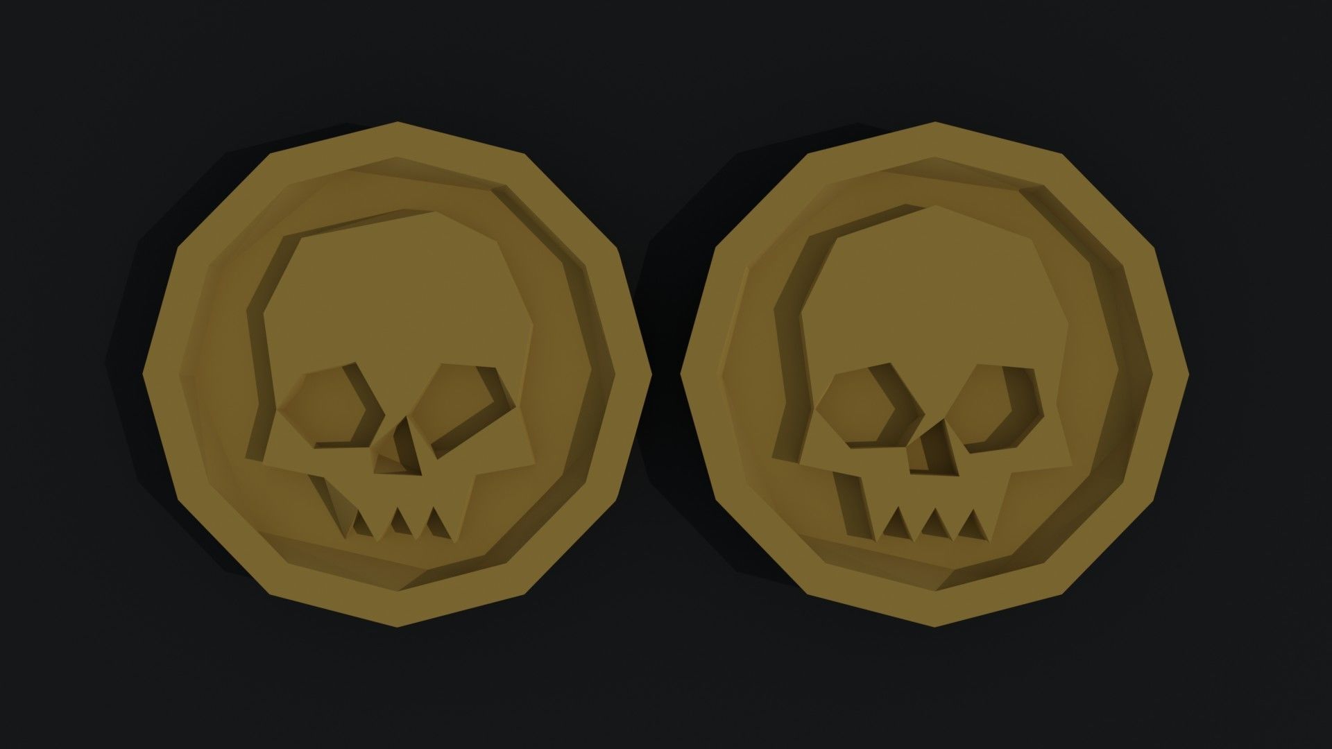 Cartoon skull coin Polygonal Style Low-poly 3D model_1