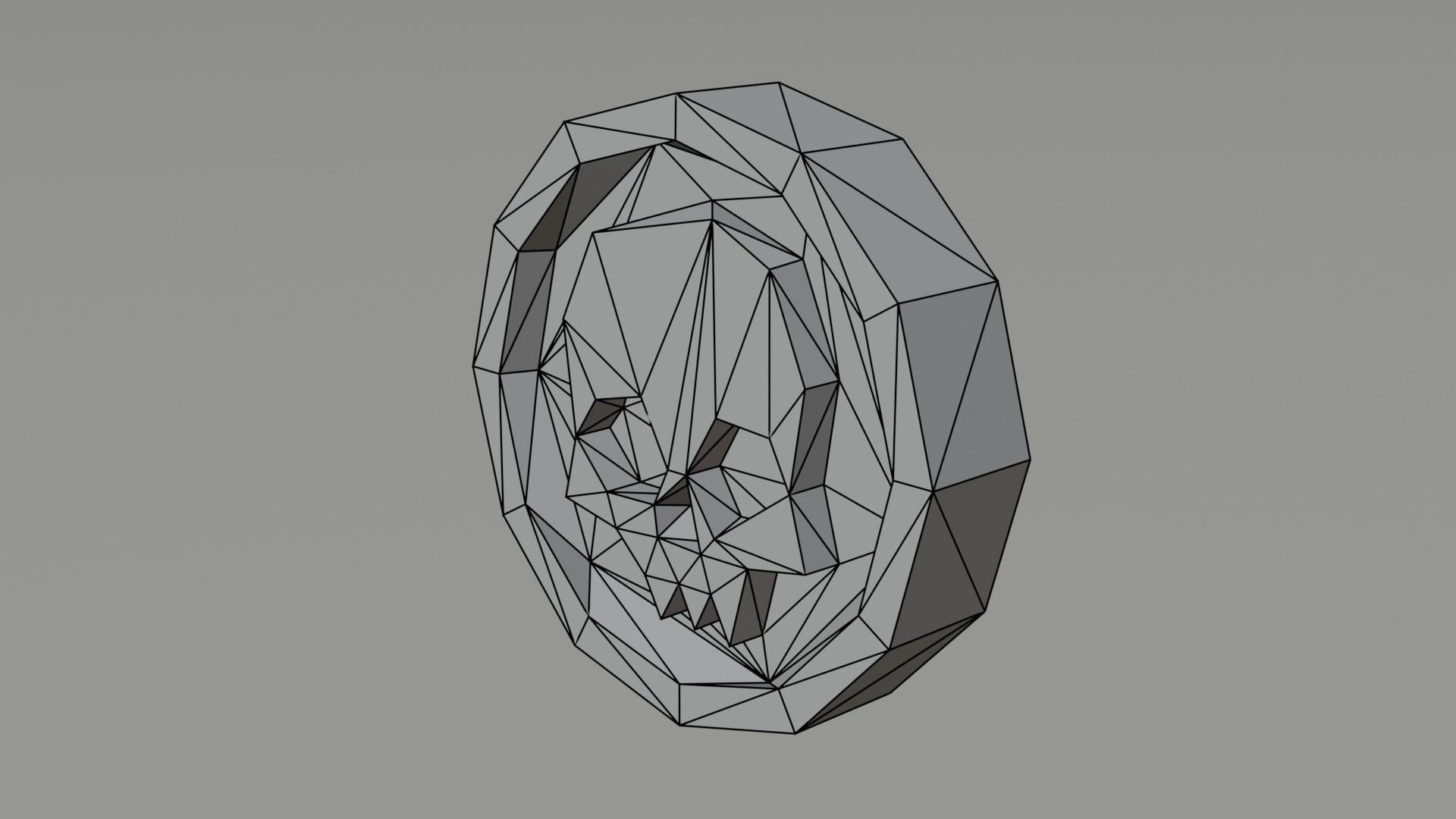 Cartoon skull coin Polygonal Style Low-poly 3D model_5