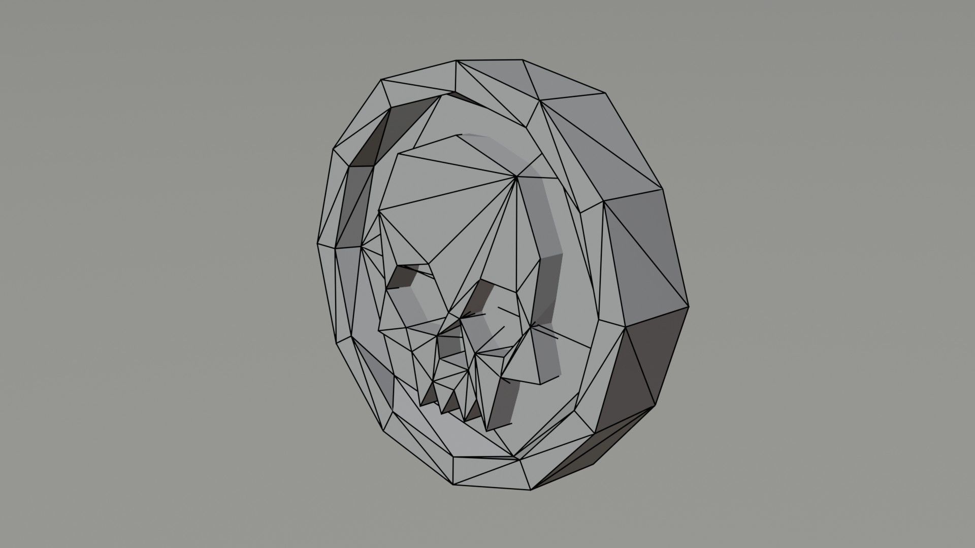 Cartoon skull coin Polygonal Style Low-poly 3D model_6