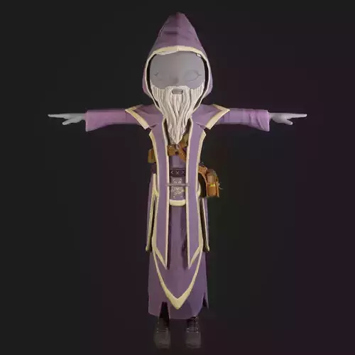 Stylized Wizard 3D Low-poly 3D model