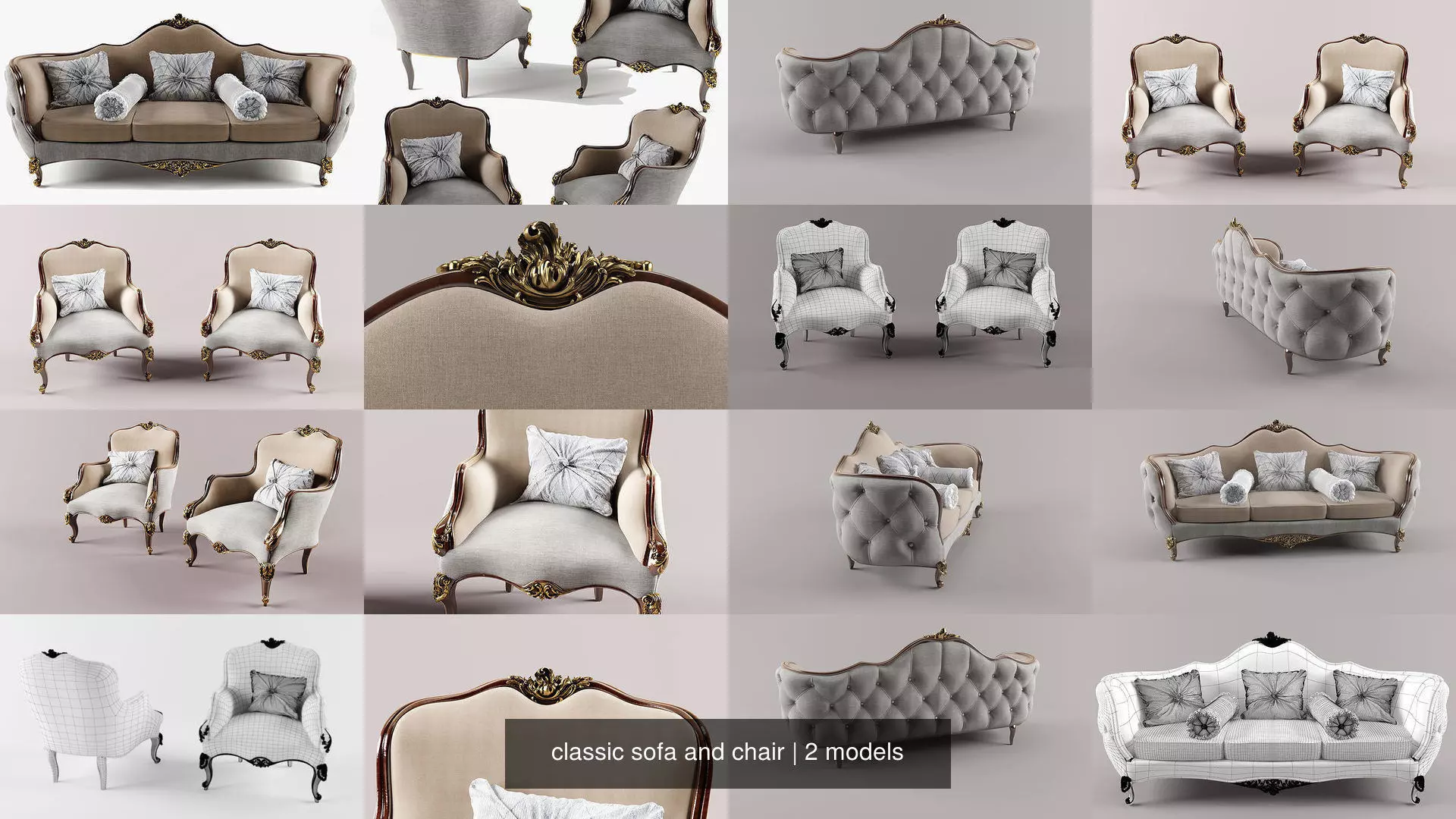 classic sofa and chair 3D Model Collection_0