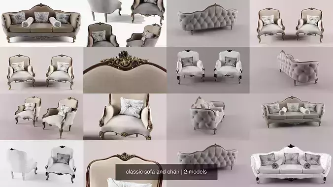 classic sofa and chair 3D Model Collection