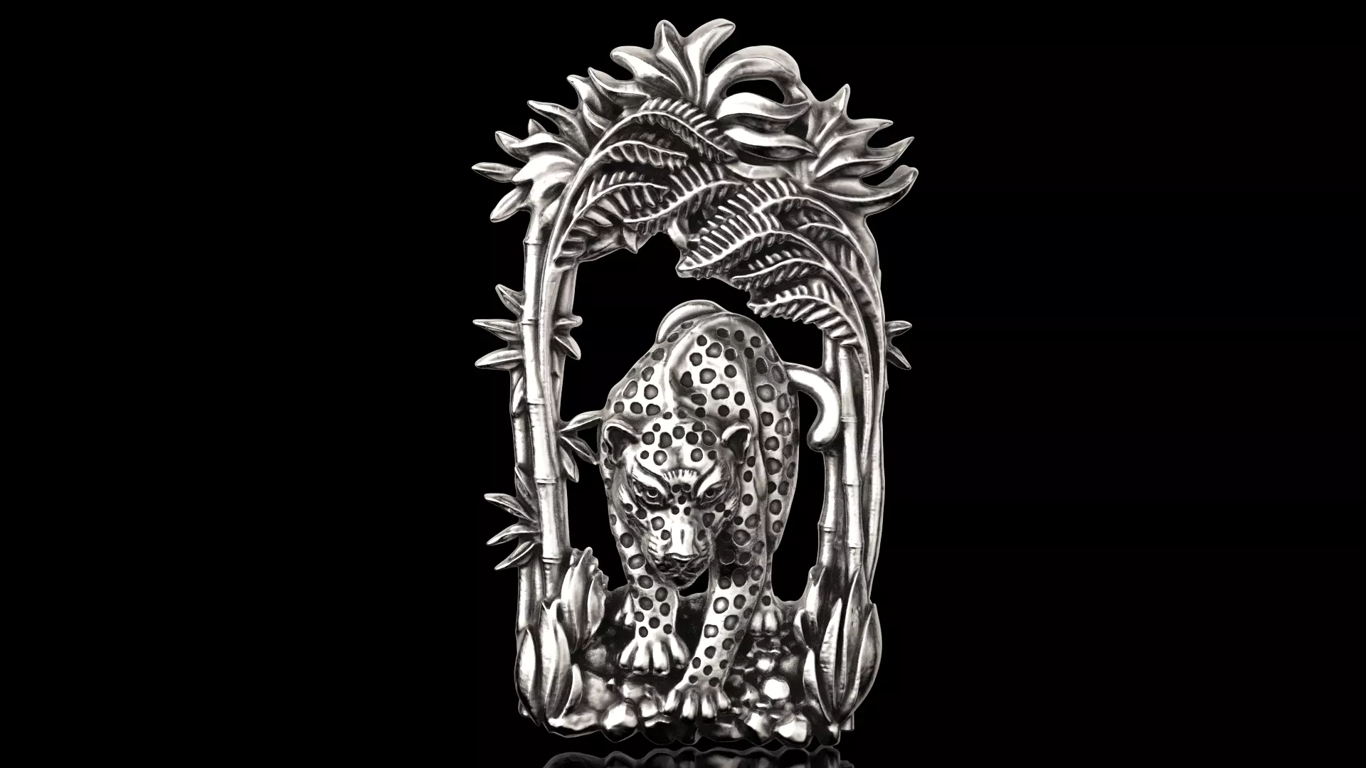 Panther in the jungle pendant 3D print model_0