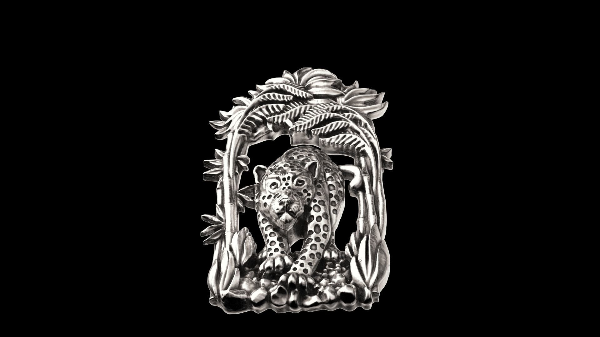 Panther in the jungle pendant 3D print model_4