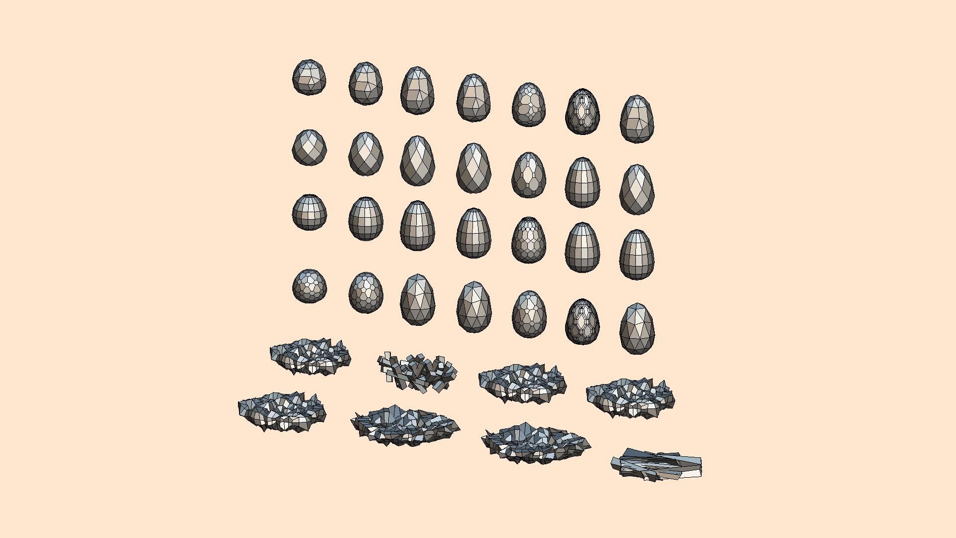 Low Poly Egg and Nest Pack Low-poly 3D model_2