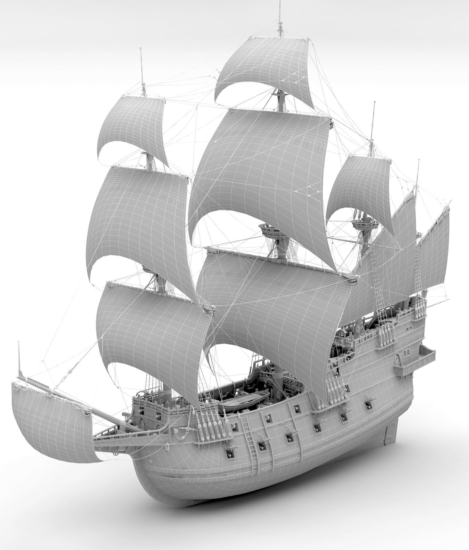 This 3D Galleon green includes a fully detailed interior 03  3D model_27