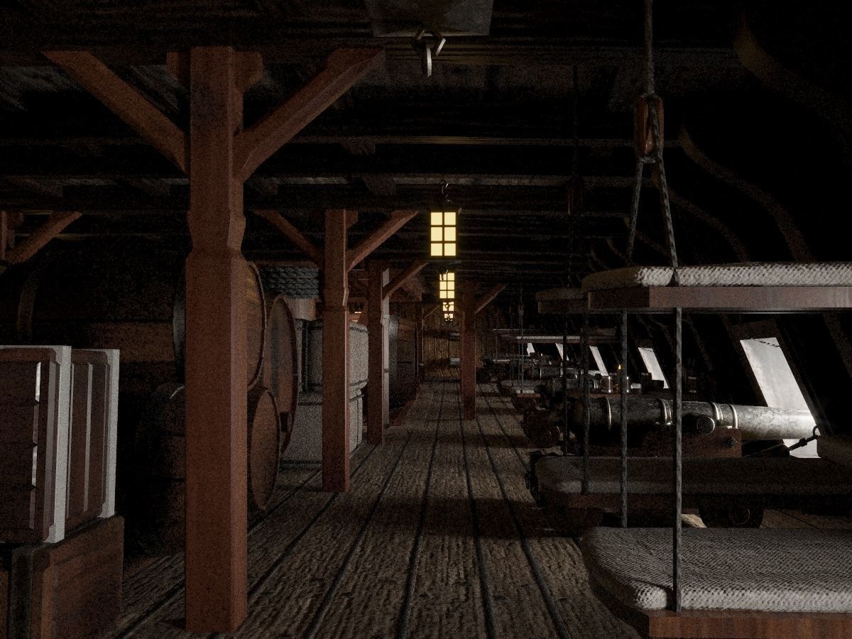 This 3D Galleon green includes a fully detailed interior 03  3D model_23