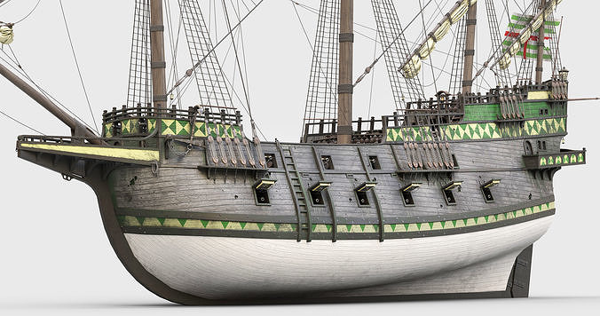 This 3D Galleon green includes a fully detailed interior 03  3D model This 3D Galleon green includes a fully detailed interior 03  3D model