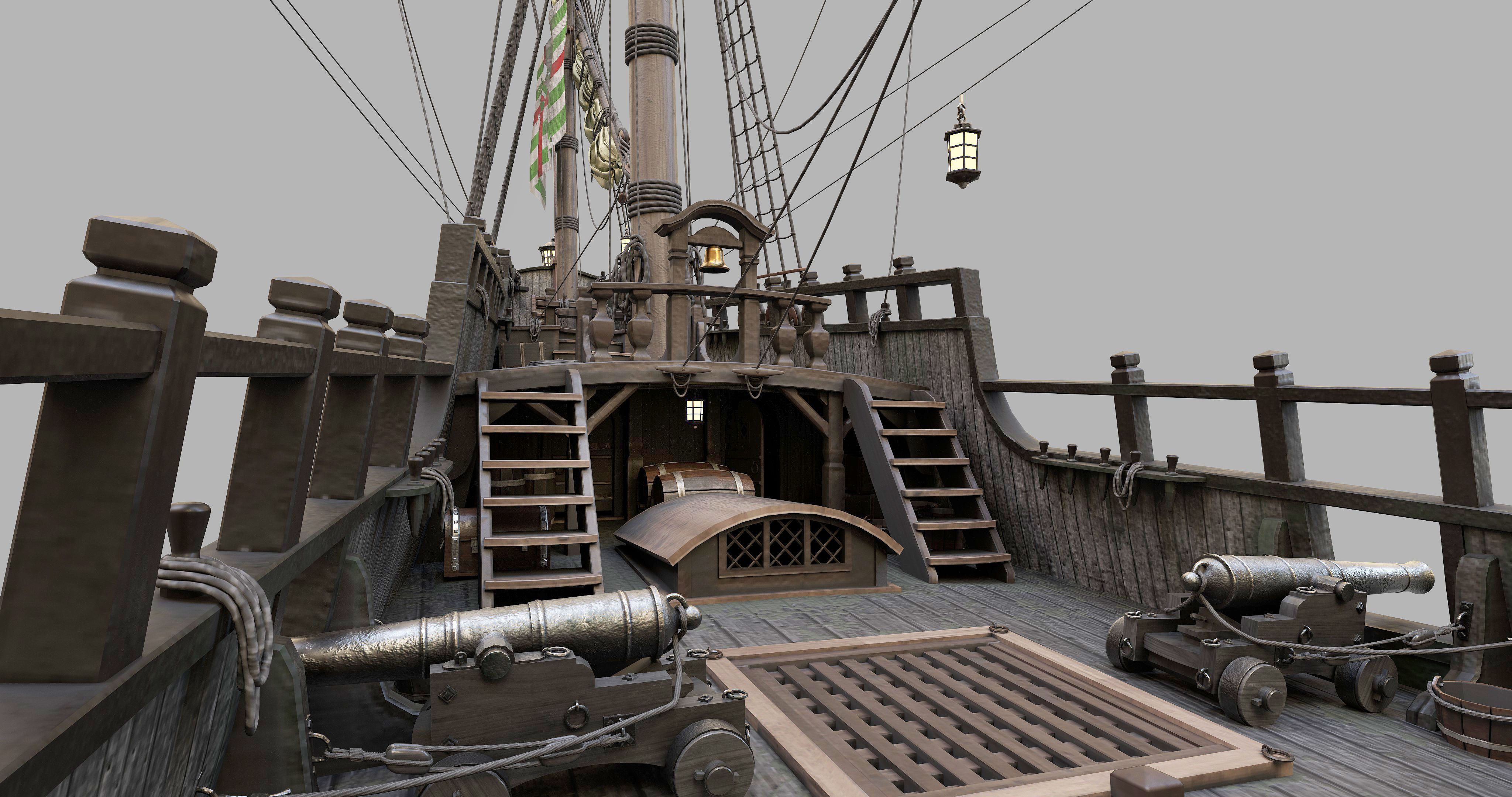 This 3D Galleon green includes a fully detailed interior 03  3D model_10
