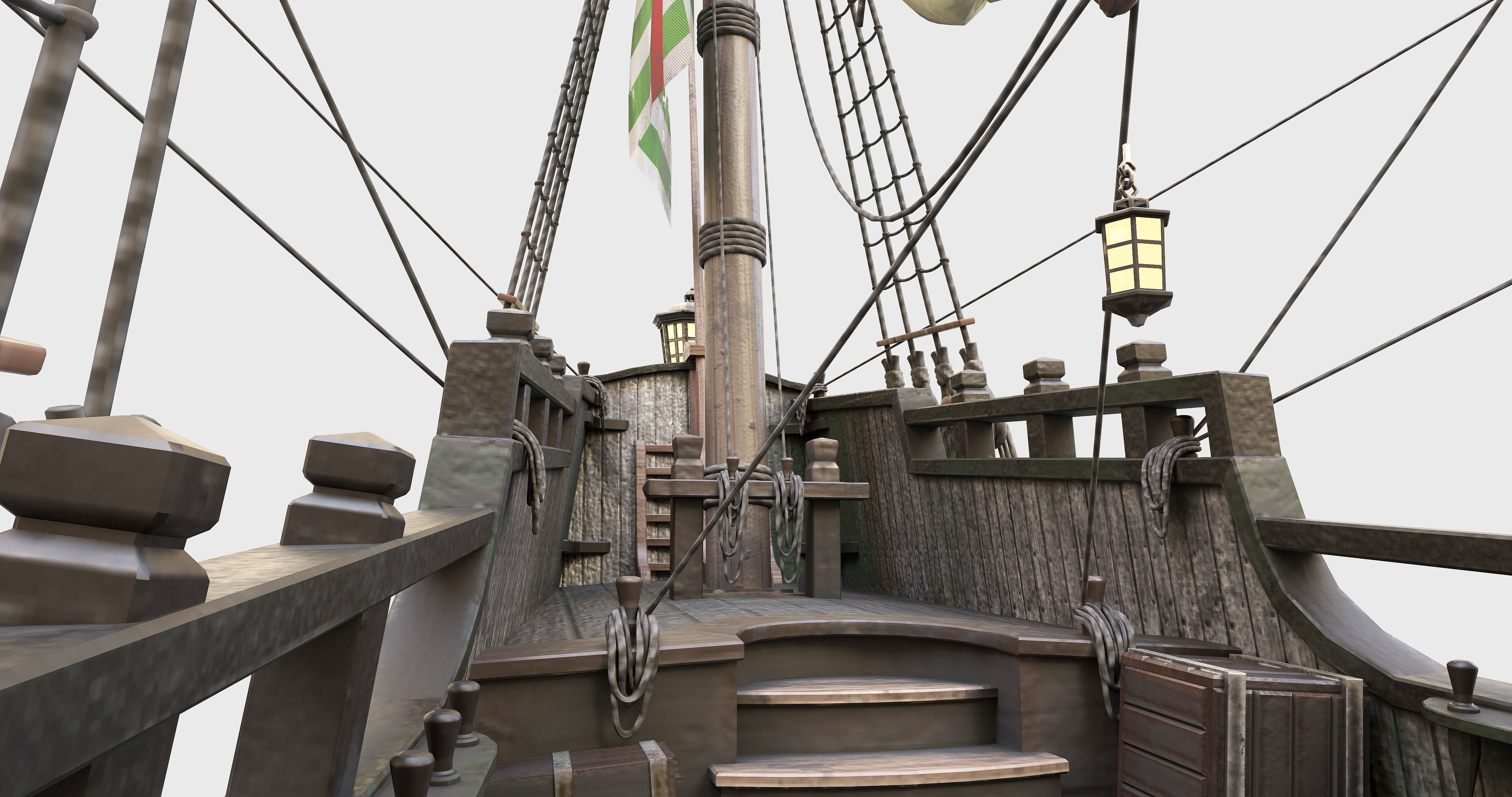 This 3D Galleon green includes a fully detailed interior 03  3D model_11