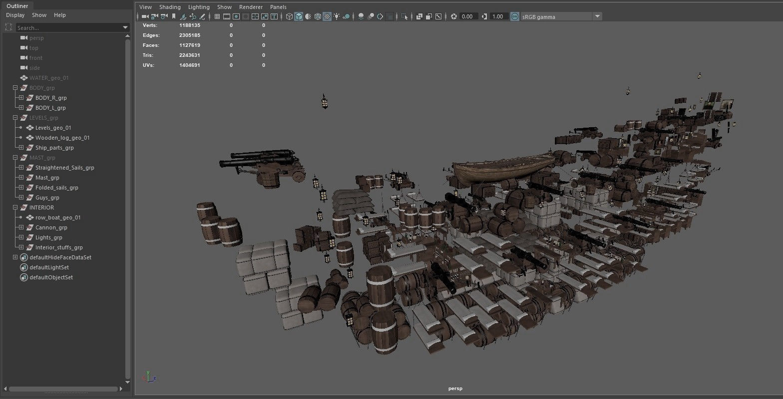 This 3D Galleon green includes a fully detailed interior 03  3D model_26