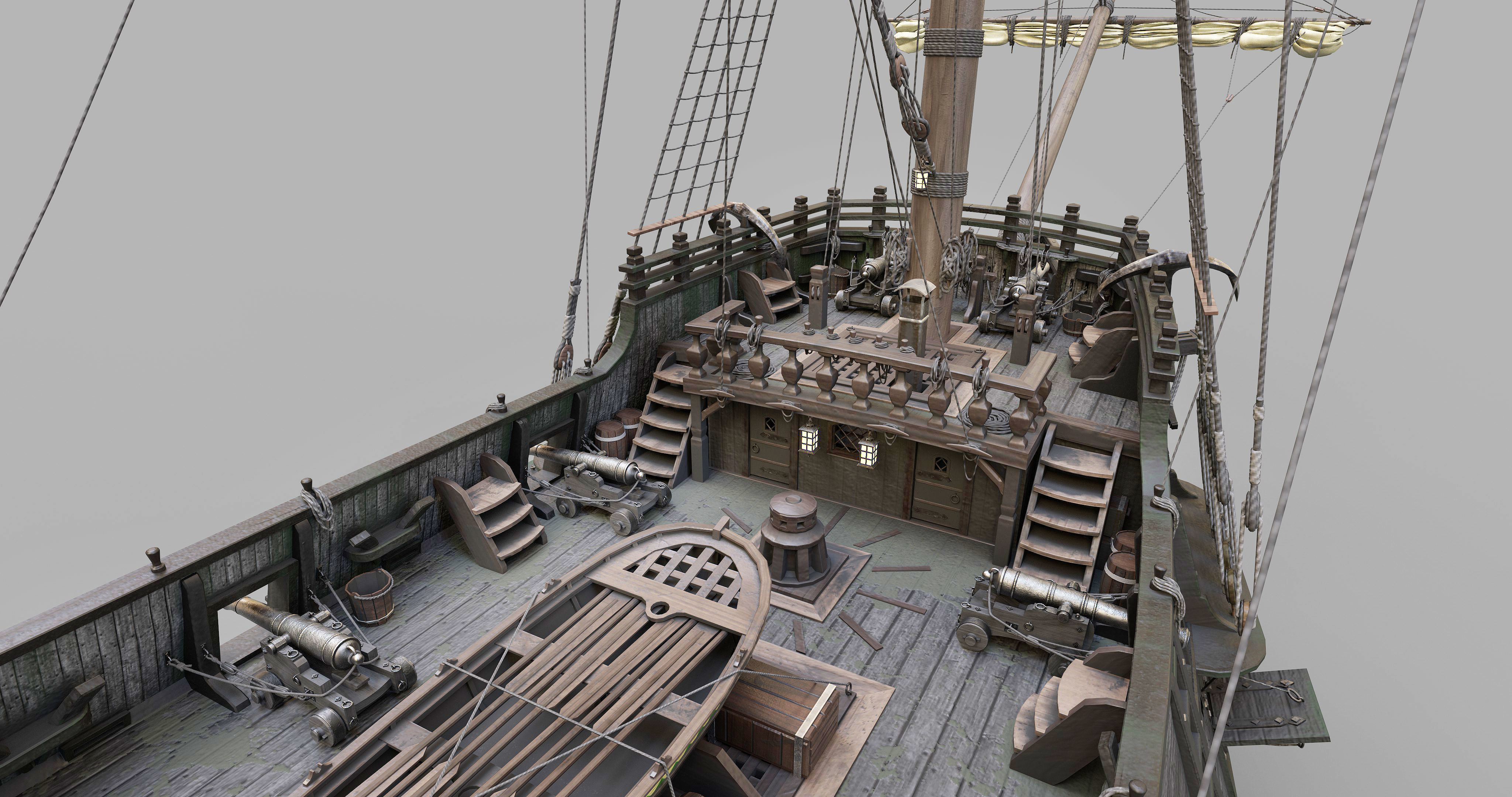 This 3D Galleon green includes a fully detailed interior 03  3D model_13