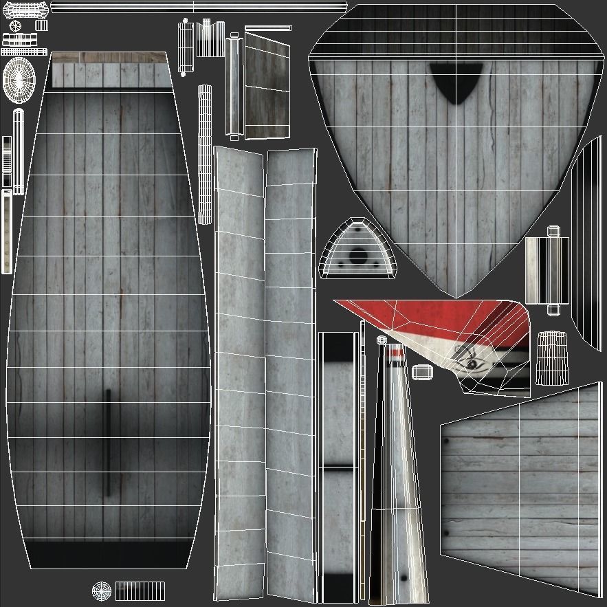 Fellucca Sailboat Game Ready 2 Low-poly 3D model_7