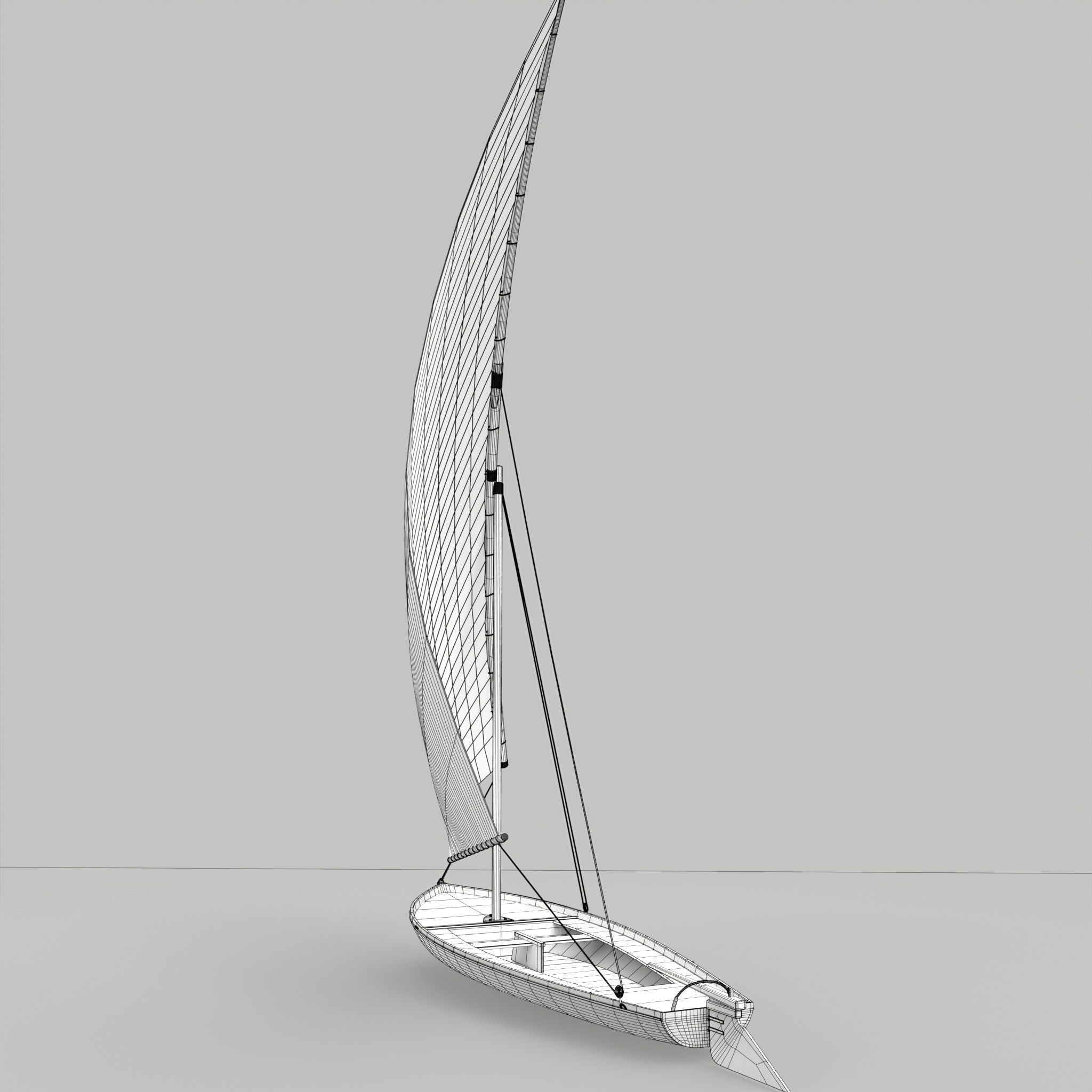 Fellucca Sailboat Game Ready 2 Low-poly 3D model_9