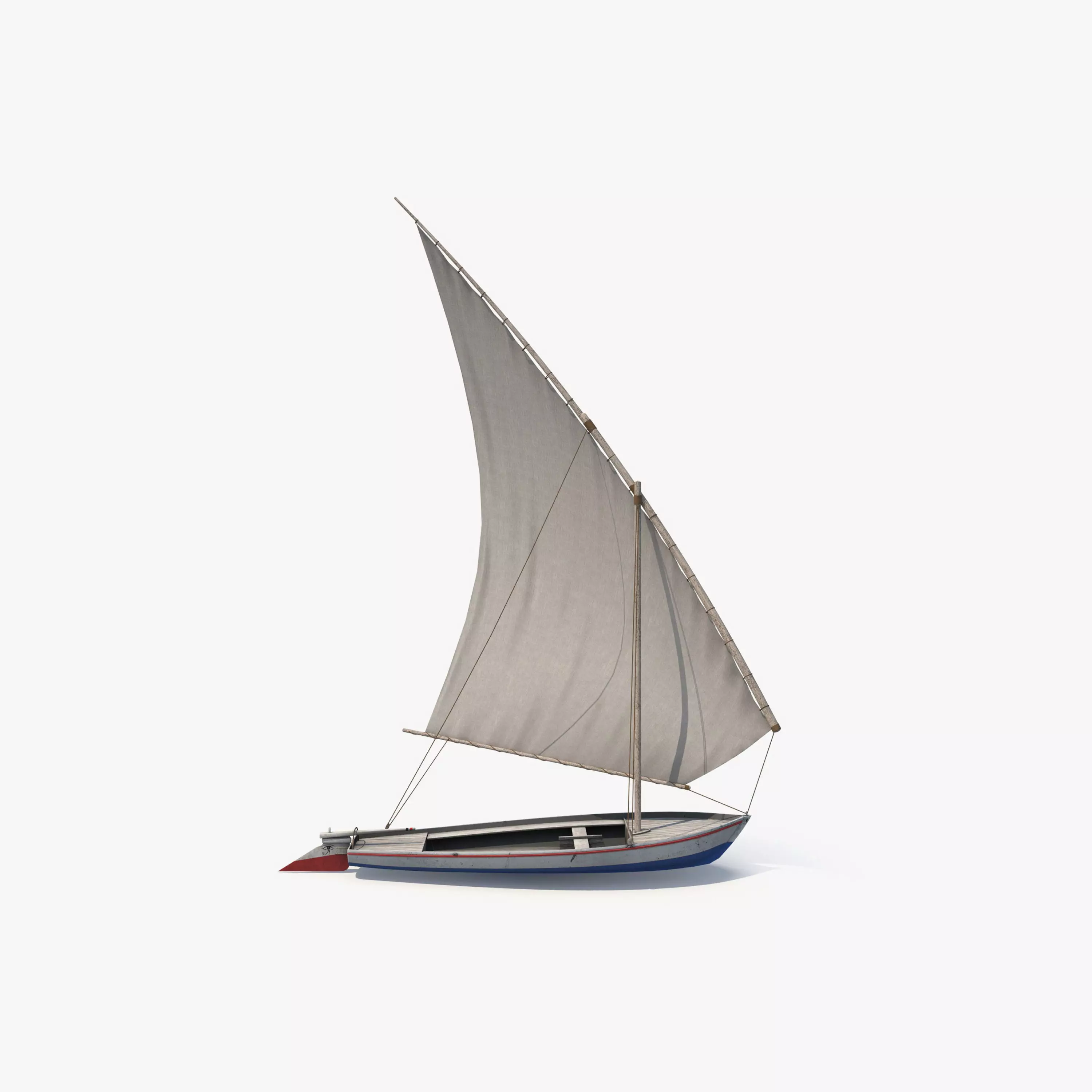 Fellucca Sailboat Game Ready 2 Low-poly 3D model_0
