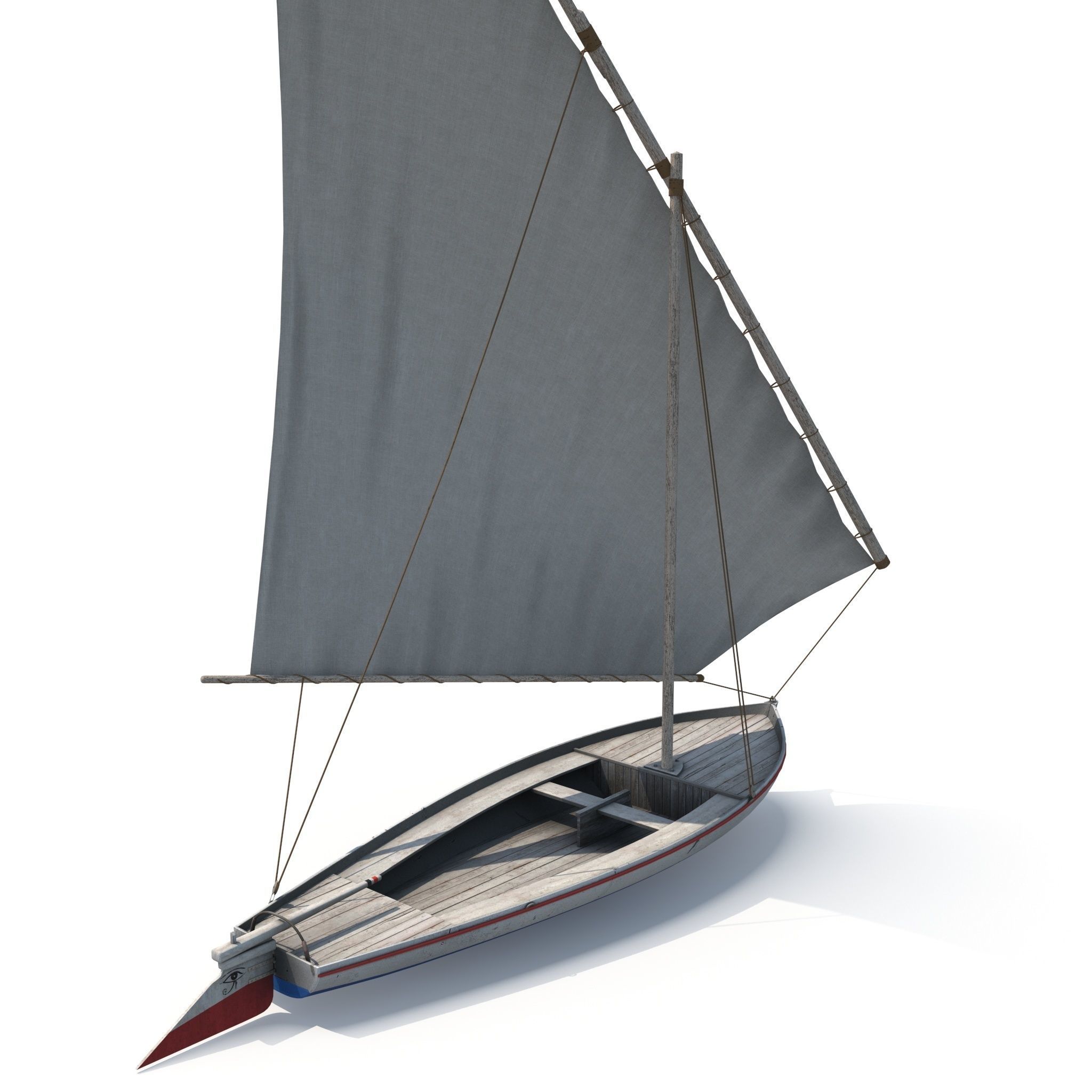 Fellucca Sailboat Game Ready 2 Low-poly 3D model_6