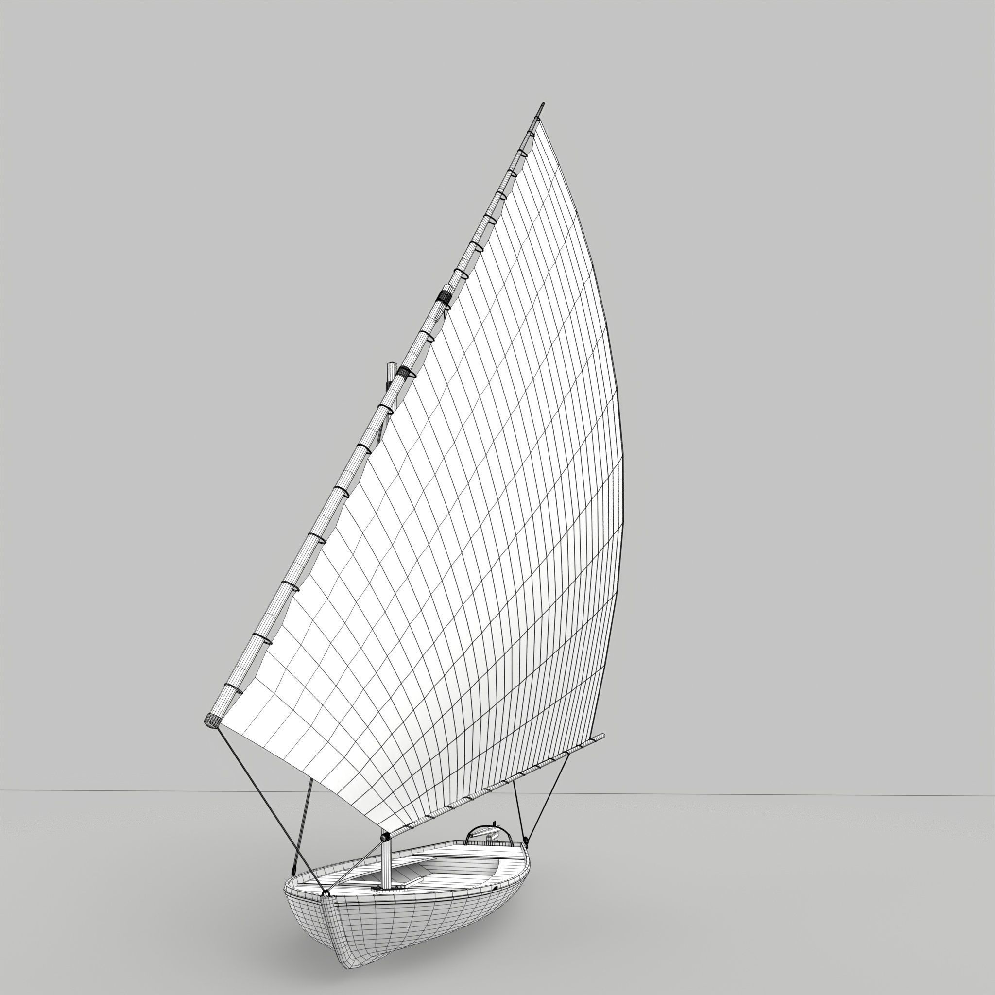 Fellucca Sailboat Game Ready 2 Low-poly 3D model_11