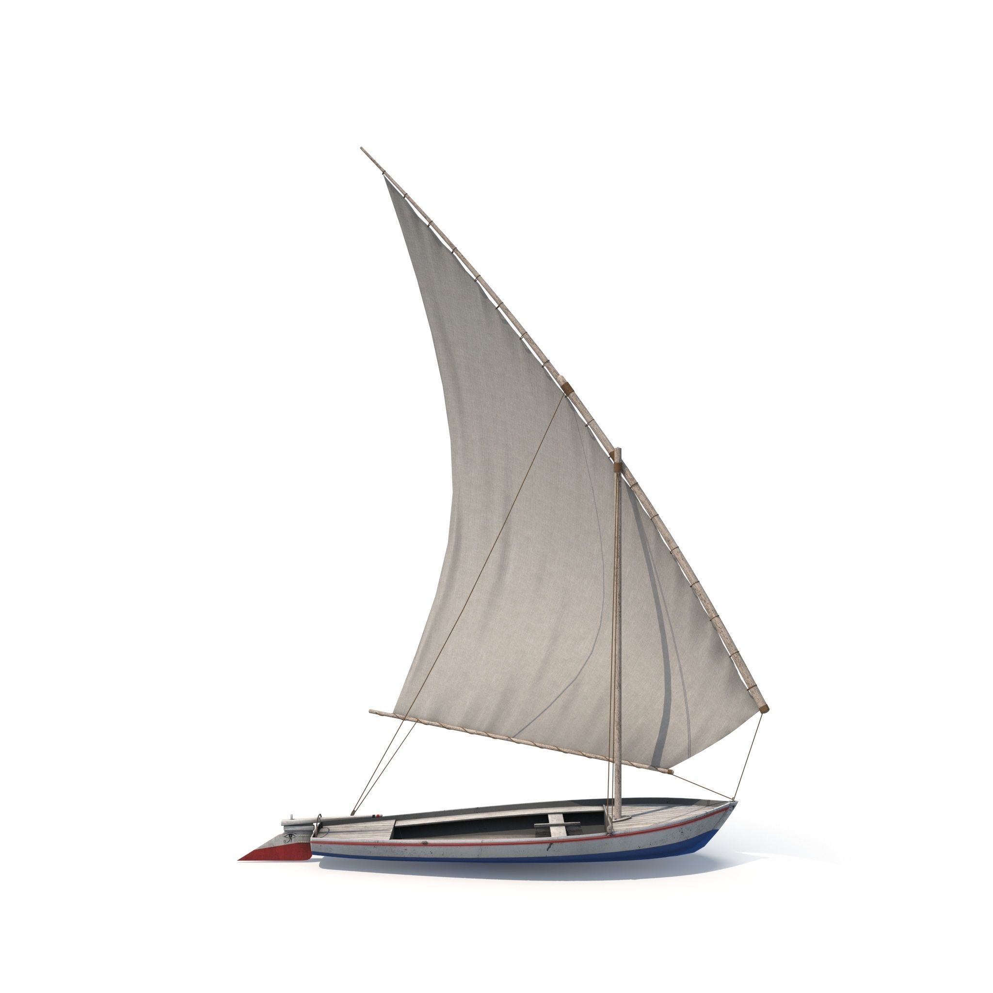 Fellucca Sailboat Game Ready 2 Low-poly 3D model_2