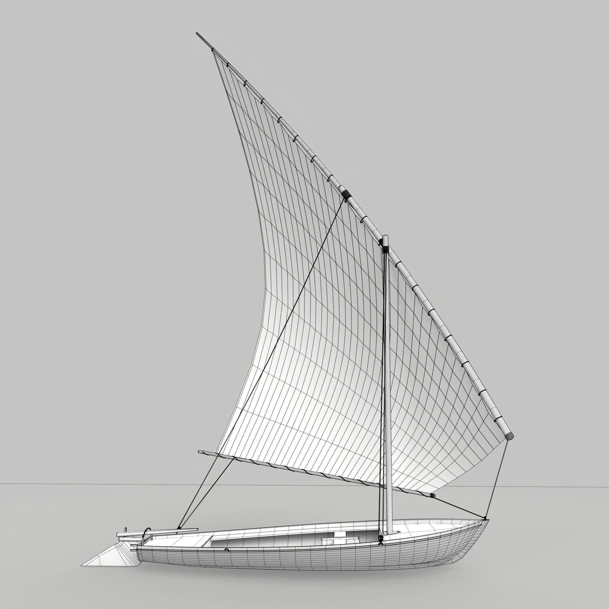 Fellucca Sailboat Game Ready 2 Low-poly 3D model_8