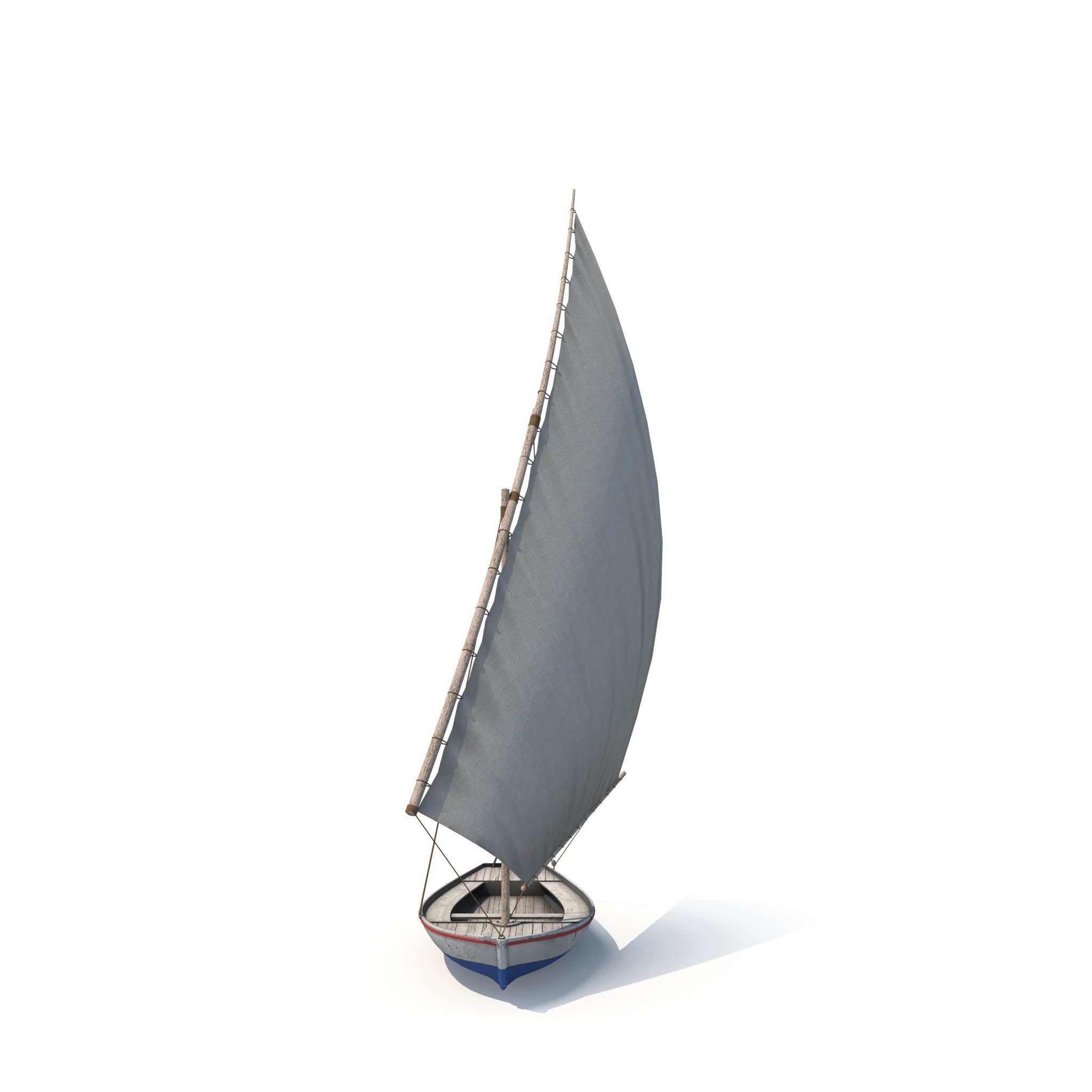 Fellucca Sailboat Game Ready 2 Low-poly 3D model_4